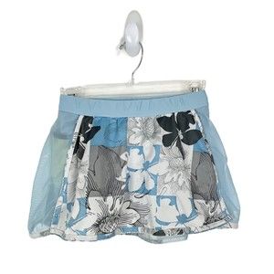 Brooks Running Skorts Youth Medium Blue Floral Skirt Shorts Lining Activewear